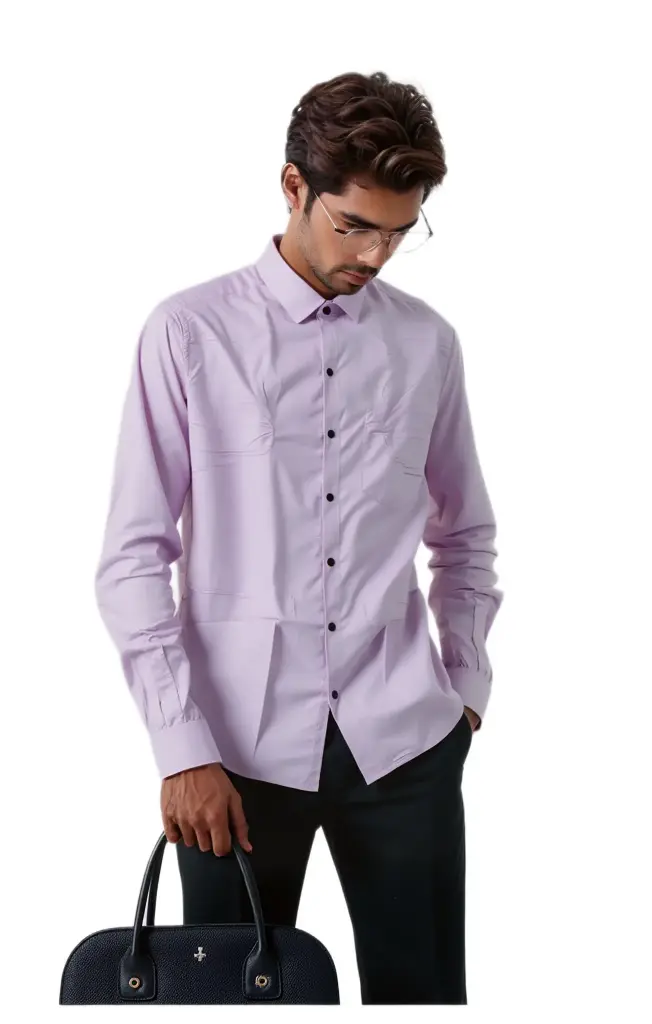 Vyara Men's 100% Cotton Full Sleeve Shirt | Regular Fit | Plain Purple | Soft & Breathable | Casual & Office Wear (Purple)