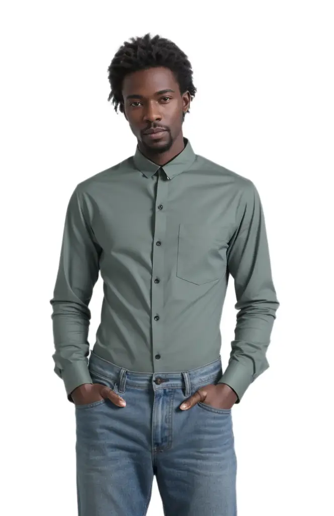 Vyara Men's 100% Cotton Full Sleeve Shirt | Regular Fit | Plain Green 01 | Soft & Breathable | Casual & Office Wear (Green 01)