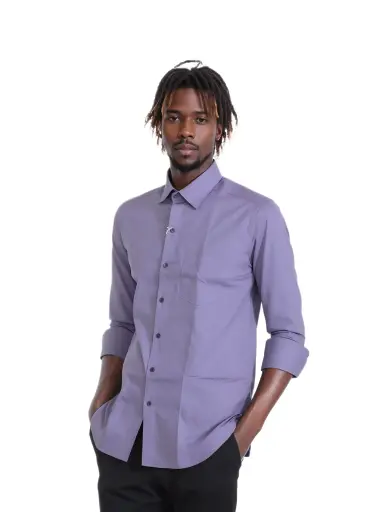 Vyara Men's 100% Cotton Full Sleeve Shirt | Regular Fit | Plain Lavendar | Soft & Breathable | Casual & Office Wear (Lavendar)