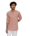 Vyara Men's 100% Cotton Full Sleeve Shirt | Slim Fit | Stripes Design | Soft & Breathable | Everyday Office Wear (Peach)