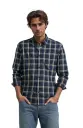 Vyara Men's 100% Cotton Full Sleeve Shirt | Slim Fit | Checks Design | Soft & Breathable | Casual & Office Wear (Blue 01)