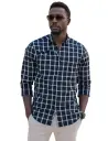 Vyara Men's 100% Cotton Full Sleeve Shirt | Slim Fit | Checks Design | Soft & Breathable | Casual & Office Wear (Blue 03)