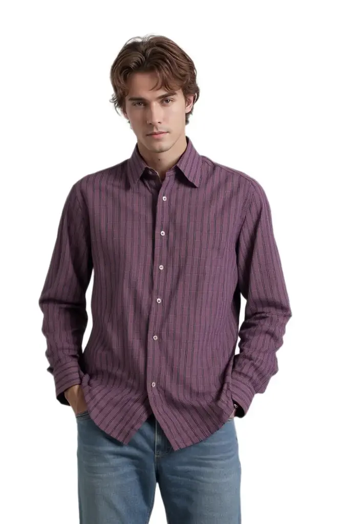 Vyara Men's 100% Cotton Full Sleeve Shirt | Slim Fit | Checks Design | Soft & Breathable | Casual & Office Wear (Maroon)