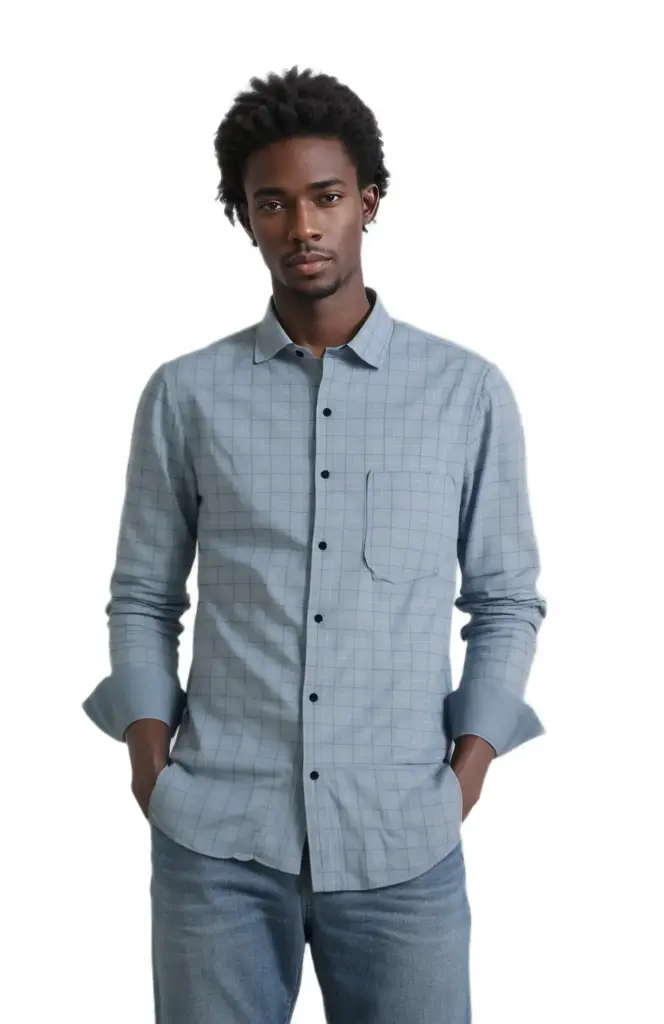 Vyara Men's 100% Cotton Full Sleeve Shirt | Slim Fit | Checks Design | Soft & Breathable | Casual & Office Wear (Grey)