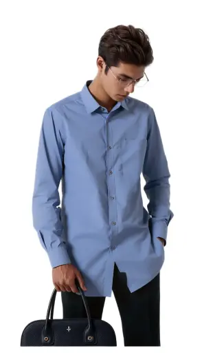 Vyara Men's 100% Cotton Full Sleeve Shirt | Regular Fit | Plain Blue 01 | Soft & Breathable | Casual & Office Wear (Blue 01)